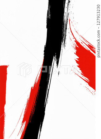striking abstract composition featuring bold black and red brushstrokes calligraphy 127913230