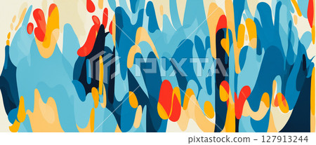 abstract vibrant color blend with organic fluid shapes 127913244