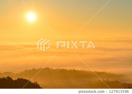 從山王山展望台（塔）眺望日立高原的雲海 127913596