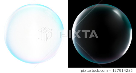 Soap bubbles set on transparent and black background Soap bubbles set on transparent and black background 127914285