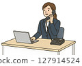 Illustration of a woman working on a landline 127914524