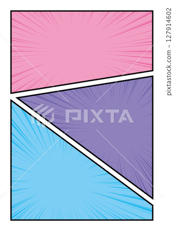 漫畫，面板佈局，第三分區，粉紅色，紫色，淺藍色，集中線條，漫畫風格 127914602