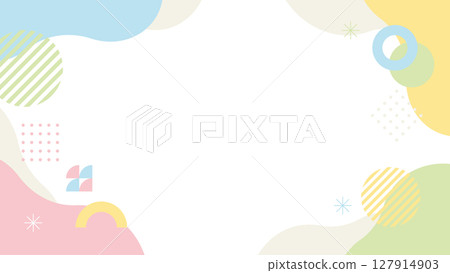 Geometric frame colorful pastel memphis 127914903