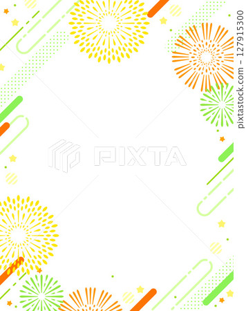 Pop cute fireworks illustration frame, vertical 127915300