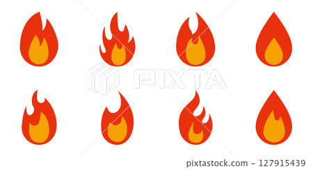 火焰圖示簡單輪廓向量集 127915439