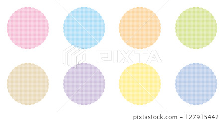 Checkered pattern, fluffy frame, circle, round, colorful, vector set Checkered pattern, fluffy frame, circle, round, colorful, vector set 127915442