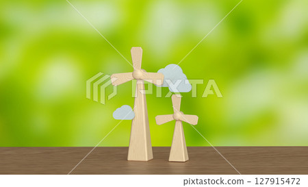 The Windmill for clean energy  for ecology concept 3d Rendering. 127915472