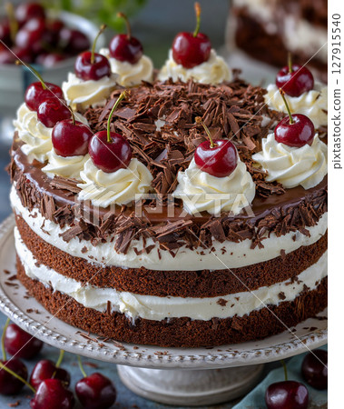 Black Forest Gateau: A traditional German chocolate cake Black Forest Gateau: A traditional German chocolate cake 127915540
