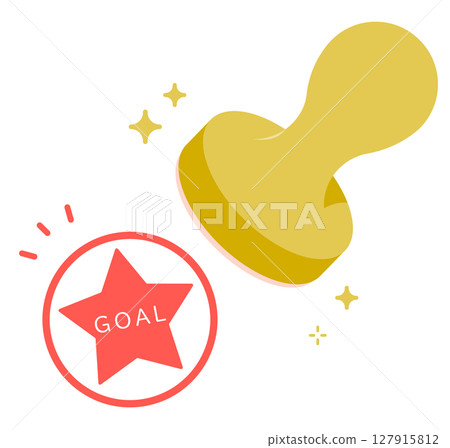 Illustration of stamping the finish line of a stamp rally 127915812