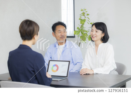 A middle-aged couple having a meeting A middle-aged couple having a meeting 127916151