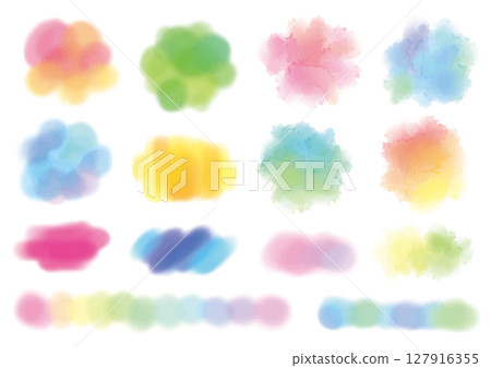 一組 14 個彩色水彩風格零件 127916355