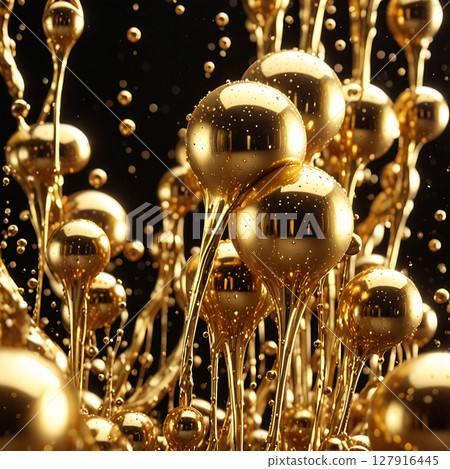 Midair Metal Droplets Forming Shimmering Shapes 127916445