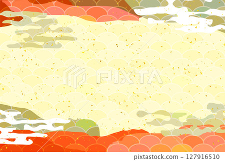 Orange Japanese paper wave background 127916510