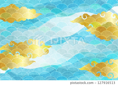 Cloud Japanese pattern New Year's card background Cloud Japanese pattern New Year's card background 127916513