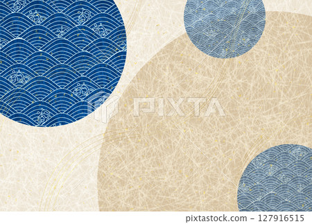 Wave Japanese pattern New Year's card background Wave Japanese pattern New Year's card background 127916515