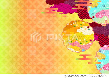 櫻花日本圖案新年賀卡背景 127916518