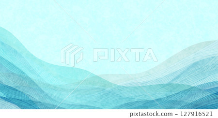 藍色日本紙波浪圖案背景 127916521