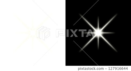 柔和的白色星爆光效-透明和黑色背景 127916644