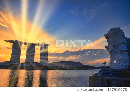 新加坡美麗的日落風景 新加坡美麗的日落風景 127916678