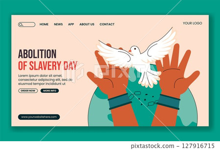 Illustration for International Abolition of the Slave Trade Day in Flat Hand Drawn Social Media Landing Page Design 127916715