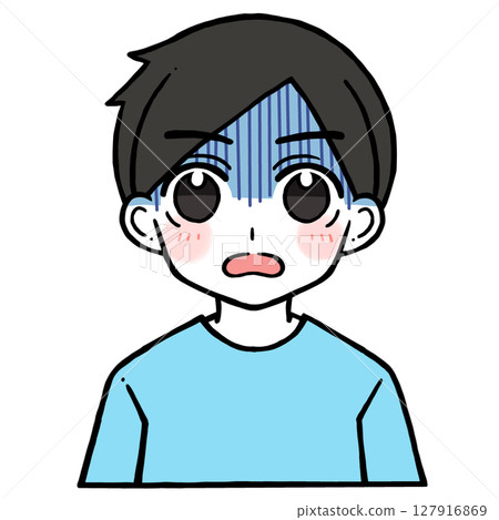 一位臉色發藍、吃驚的男子的插圖 127916869