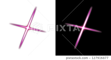 Diagonal pink cross light flare effect - transparent and black background Diagonal pink cross light flare effect - transparent and black background 127916877