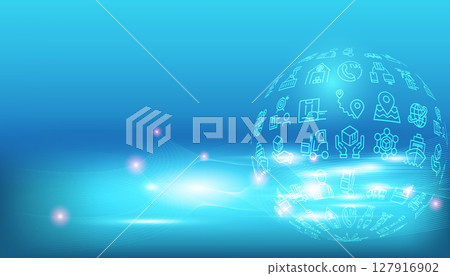 Smart Logistics background with global logistics Warehouse Logistics, Sea Freight Logistics partnership. For website and mobile website. .Easy to edit and customize. Vector illustration eps10 127916902