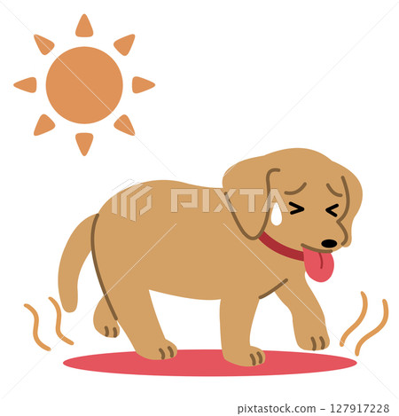 Illustration of a dog with heat stroke 127917228