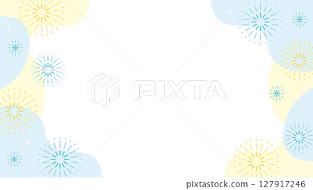 Fireworks light blue yellow abstract frame summer 127917246