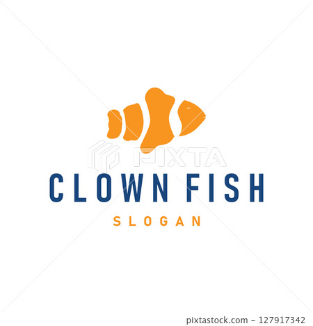 clown fish logo design with minimalist concept ocean aquarium fish nemo ornamental templet icon illustration symbol 127917342