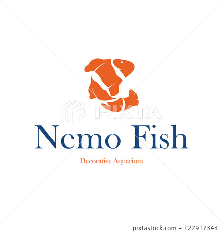 clown fish logo design with minimalist concept ocean aquarium fish nemo ornamental templet icon illustration symbol 127917343