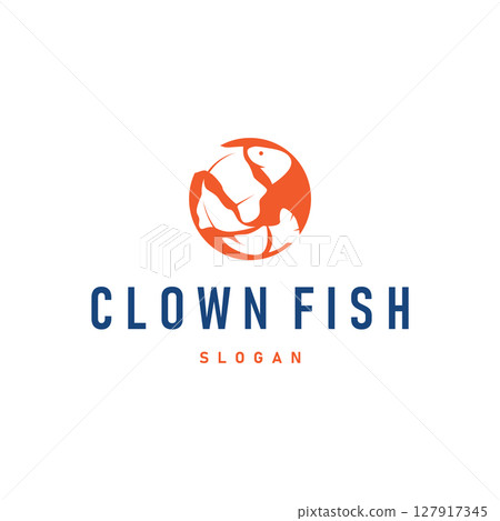 clown fish logo design with minimalist concept ocean aquarium fish nemo ornamental templet icon illustration symbol clown fish logo design with minimalist concept ocean aquarium fish nemo ornamental templet icon illustration symbol 127917345