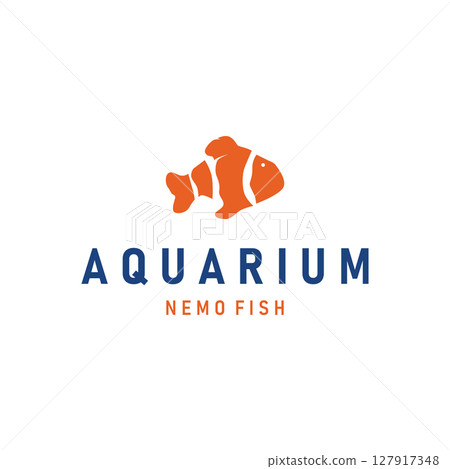 clown fish logo design with minimalist concept ocean aquarium fish nemo ornamental templet icon illustration symbol 127917348