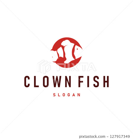 clown fish logo design with minimalist concept ocean aquarium fish nemo ornamental templet icon illustration symbol 127917349