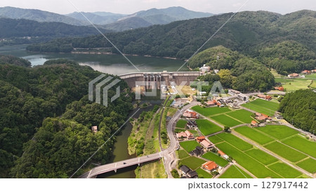 [Hashi Dam] Aki-Takata City, Hiroshima Prefecture_Photographed in June 2025_Drone aerial photography_HATHAD_No29 127917442