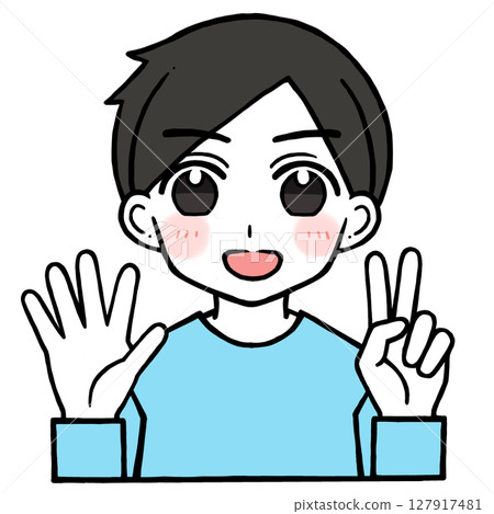 一名男子給出 7 的插圖 一名男子給出 7 的插圖 127917481