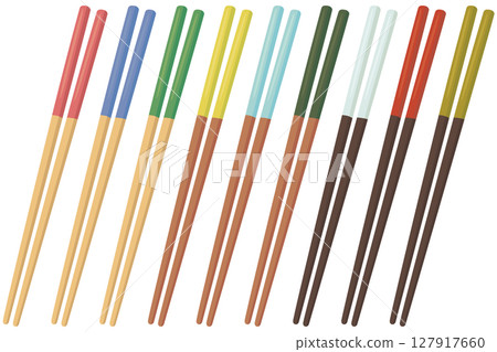 筷子9色插圖集向量素材 筷子9色插圖集向量素材 127917660