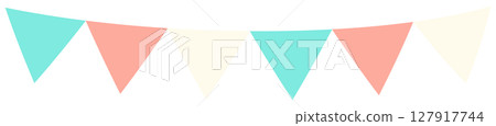 Colorful garland in 3 colors: green, orange, and white 127917744