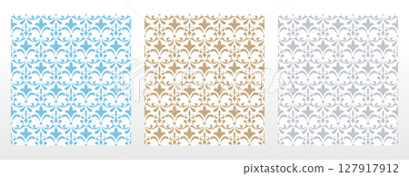 Wallpapers in the style of Baroque.. Set of colored floral ornaments. Seamless vector backgrounds Graphic patterns for fabric, wallpaper, packaging. Ornate Damask flower illustration 127917912