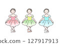 Three ballerinas in tutus bowing 127917913