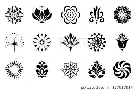Flower icons set. Isolated elements for design. Vector graphics. 127917917
