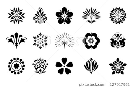 Flower icons set. Isolated elements for design. Vector graphics. Flower icons set. Isolated elements for design. Vector graphics. 127917961