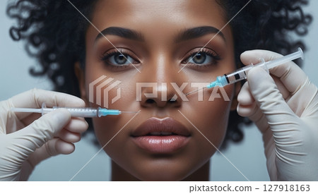 Cosmetic Procedure Beautiful Woman Receiving Facial Injections for Enhanced Beauty and Skin Care Cosmetic Procedure Beautiful Woman Receiving Facial Injections for Enhanced Beauty and Skin Care 127918163