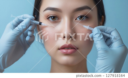 Cosmetic Procedure Beautiful Woman Receiving Facial Injections for Enhanced Beauty and Rejuvenation Cosmetic Procedure Beautiful Woman Receiving Facial Injections for Enhanced Beauty and Rejuvenation 127918164