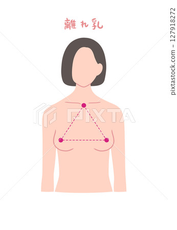 Illustration of a woman's upper body with large breasts 127918272