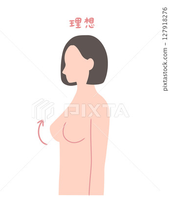 Sideways illustration of a beautiful busty woman 127918276