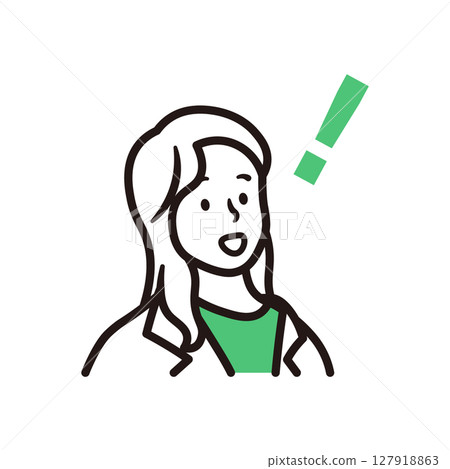 A simple illustration of a businesswoman's upper body having an idea A simple illustration of a businesswoman's upper body having an idea 127918863
