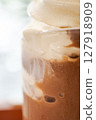 Close-up of iced cocoa with vanilla ice cream 127918909