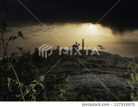 Dombari Buru Memorial, Birsa Munda's Legacy at Sunset, Khunti, jharkhand, india. Dombari Buru Memorial, Birsa Munda's Legacy at Sunset, Khunti, jharkhand, india. 127918978
