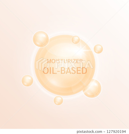 Moisturizer oil based suitable for normal or oily skin that lacks water. Collagen solution and hyaluronic acid serum helps keep skin youthful. For cosmetic advertising medical beauty. Vector EPS10. 127920194